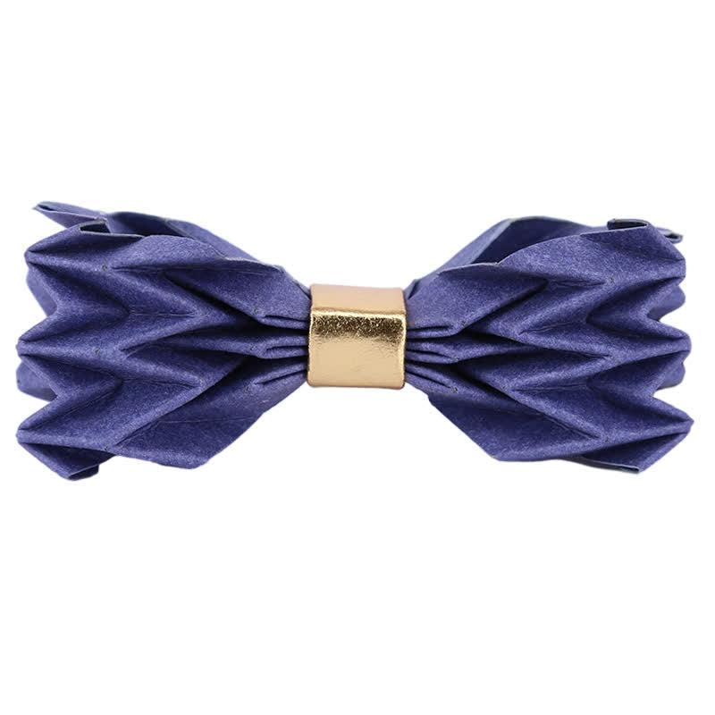 Papillon creativo da uomo in carta kraft ecologica - Blu e oro - image 17