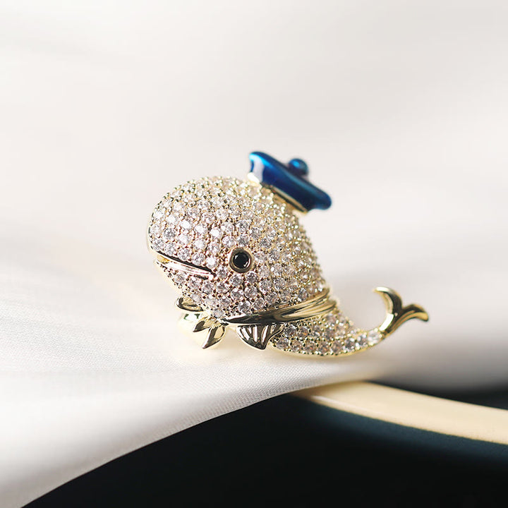 Spilla balena con strass marini da donna - Blu - image 4