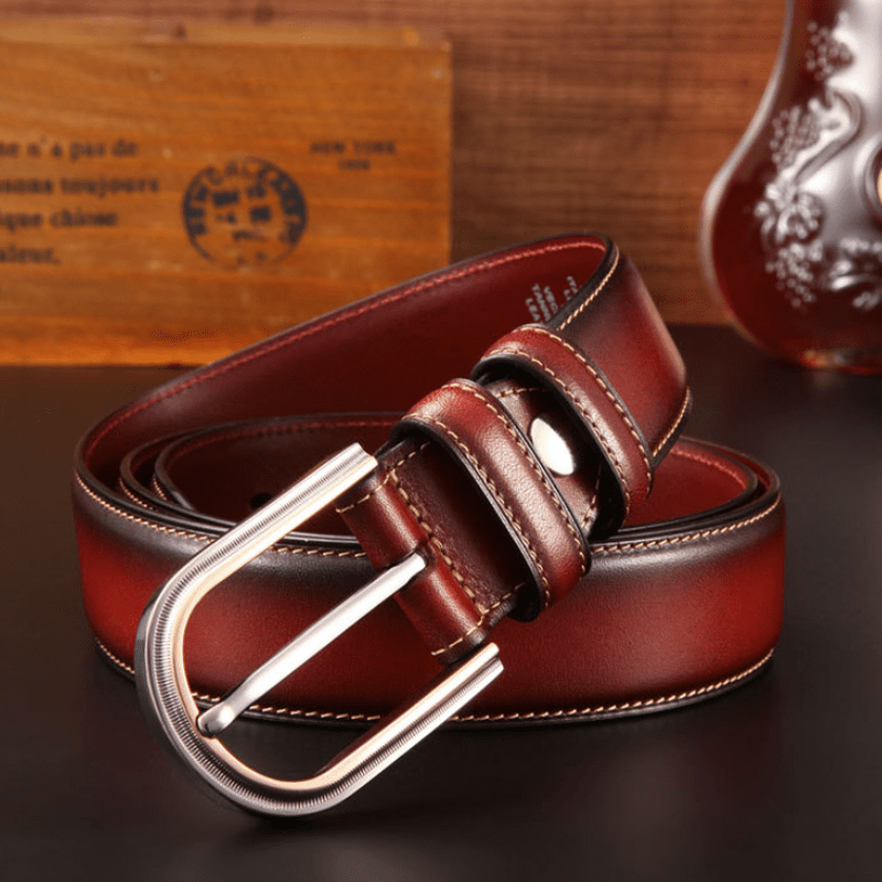 Cintura in pelle elegante da uomo, stile retrò, a doppia faccia - image 4