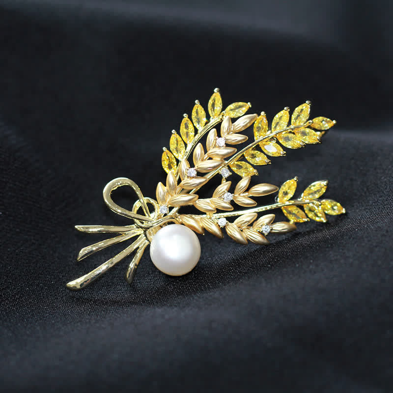 Spilla da donna con spiga di grano e zirconi abbaglianti - image 1