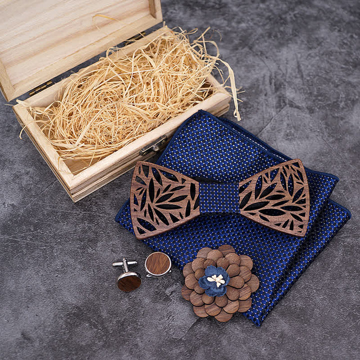 Set di 4 papillon in legno a forma di foglia cava da uomo - image 7