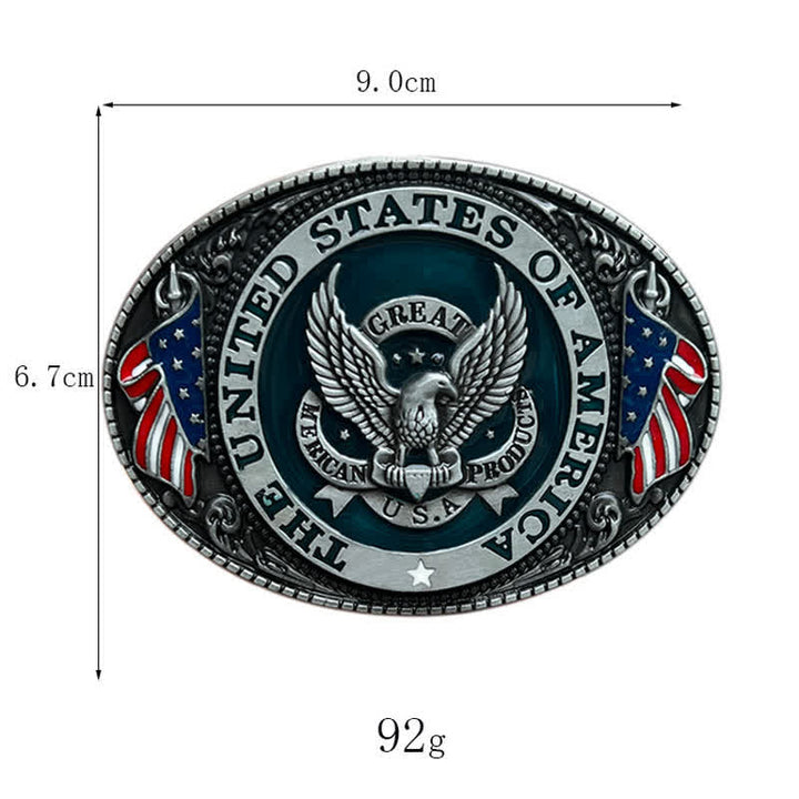 Cintura in pelle con fibbia a forma di bandiera patriottica con aquila fai da te da uomo - image 2